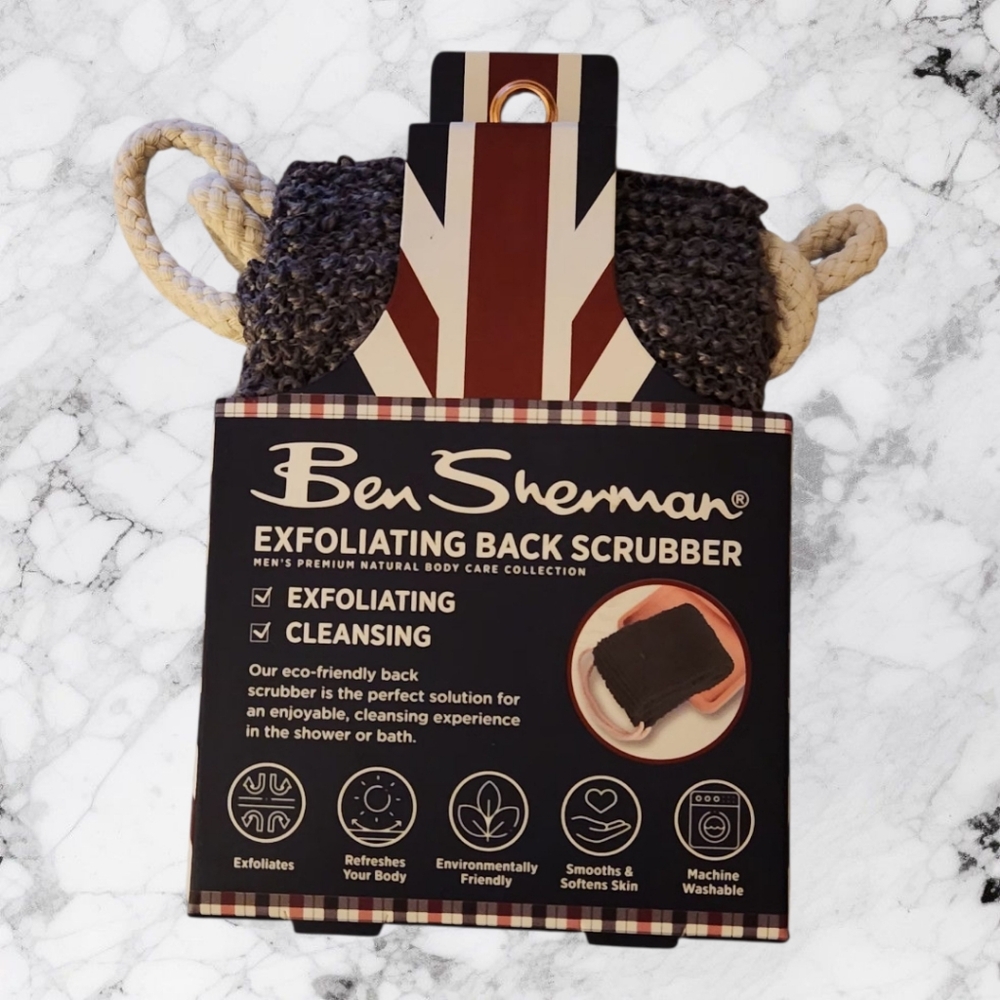 Ben Sherman Exfoliating Back Scrubber - Black/Grey and Cream Rope Color